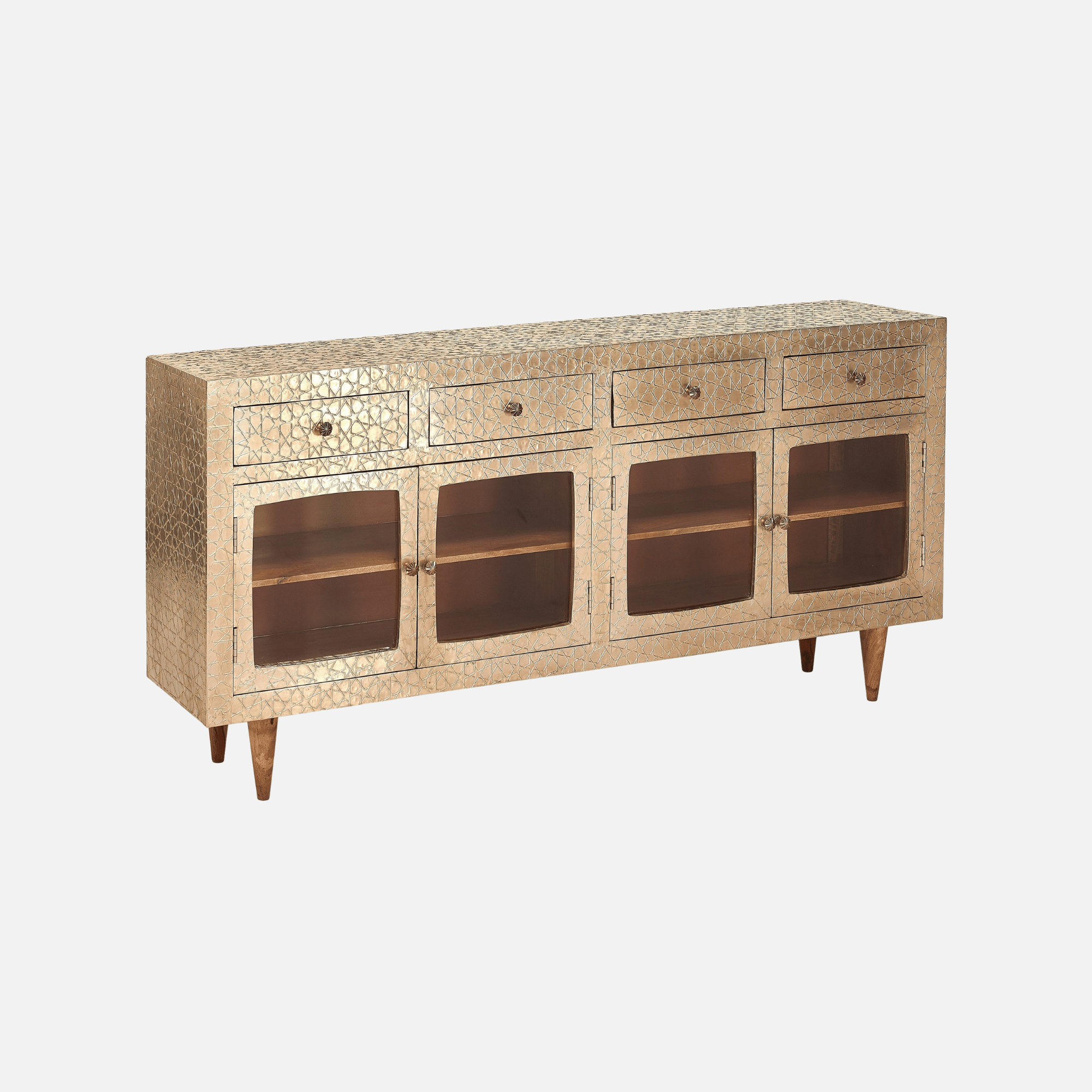boho gold sideboard with glass windows tacoma furniture store