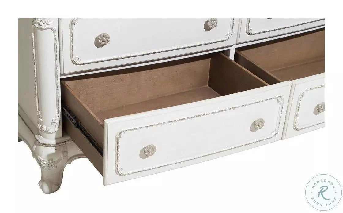 Cinderella dresser carved detail and hardware