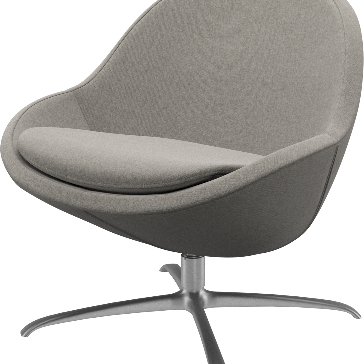 Stock photo: BoConcept Veneto swivel chair in grey fabric with brushed steel four-star base, three-quarter front view