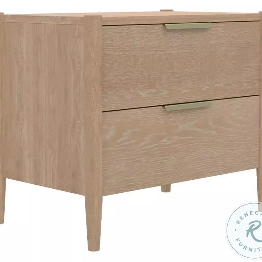 Sinclair natural 2-drawer nightstand, front