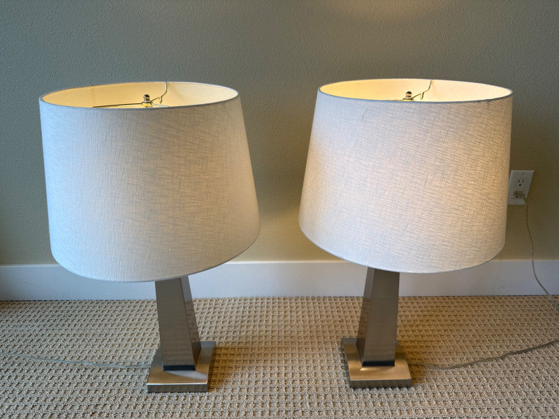 Modern Silver Table Lamps - CN Burman and Co (Pair)