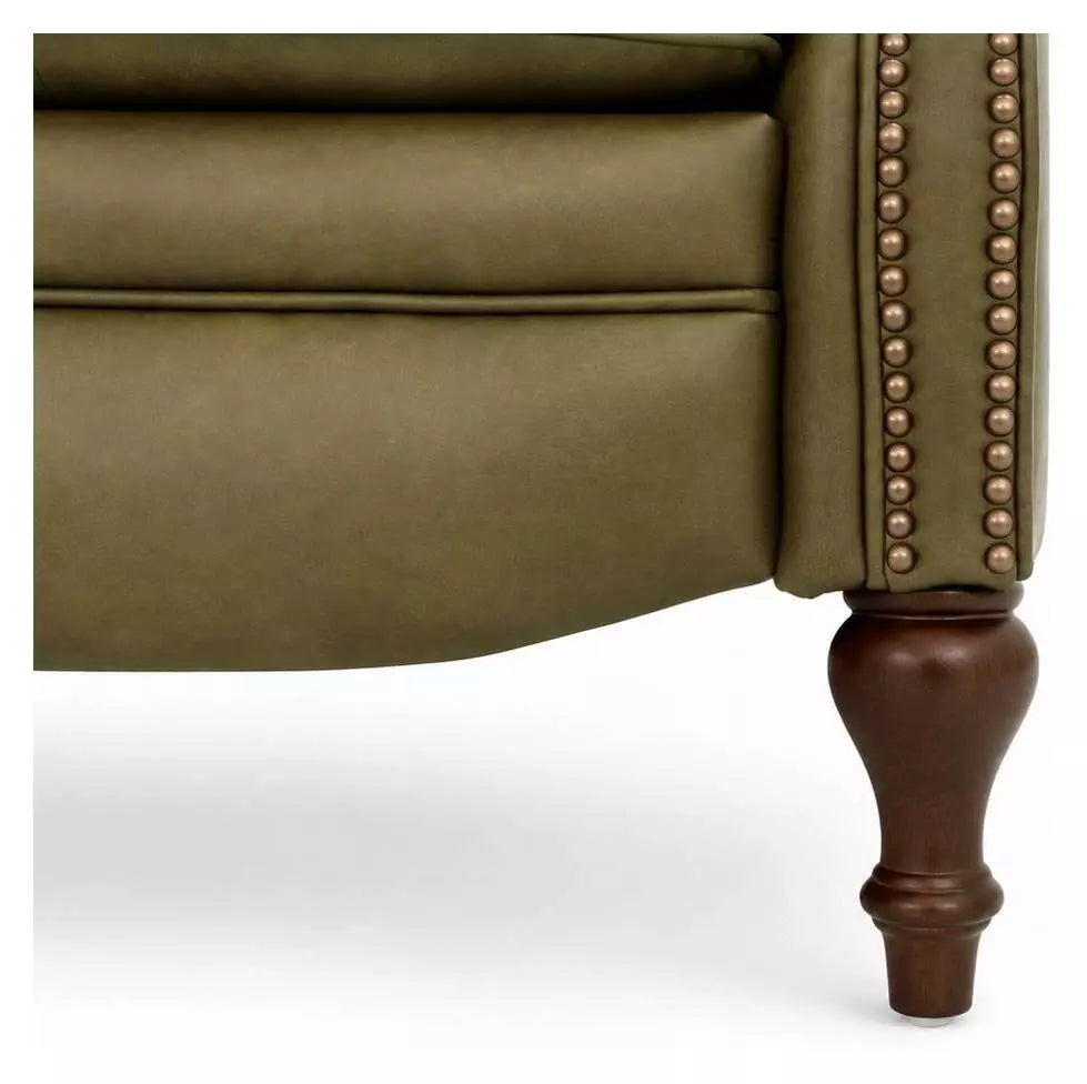 Close-up of nailhead trim and leather detail