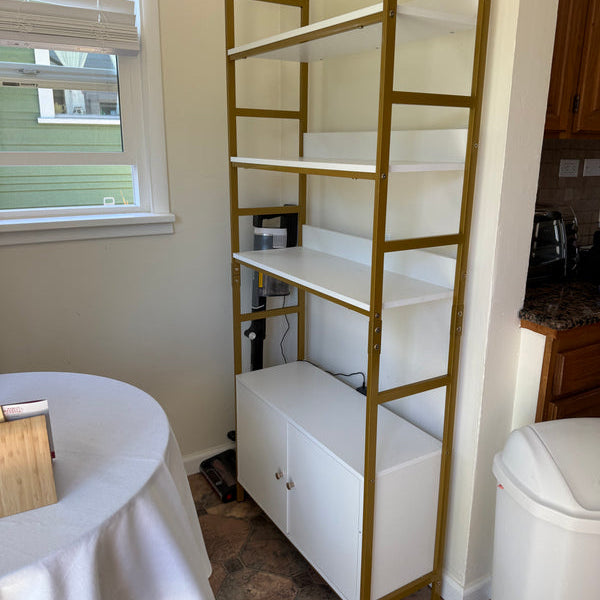 White and Gold Tall Cabinet
