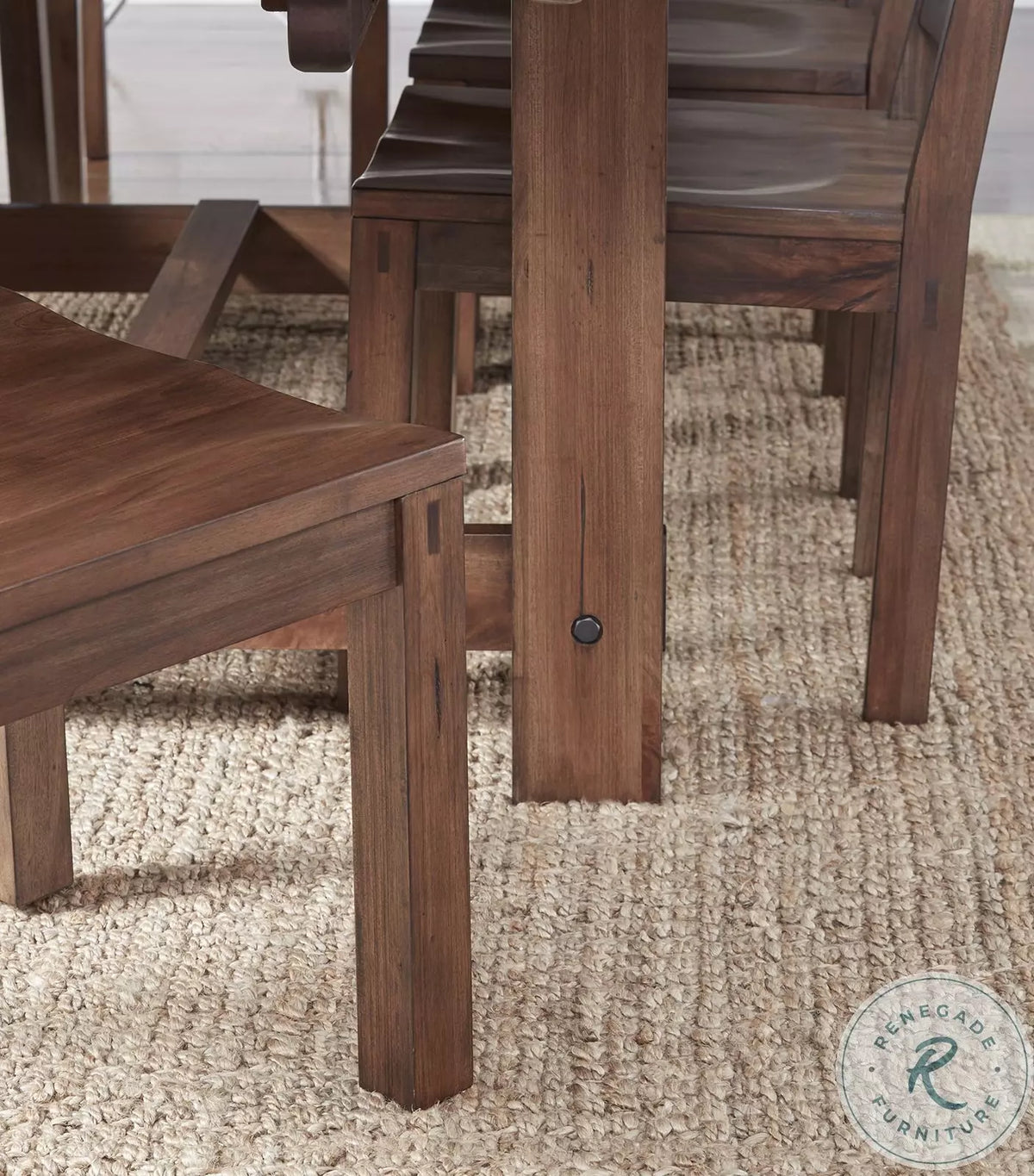 Anacortes trestle table peg and finish detail