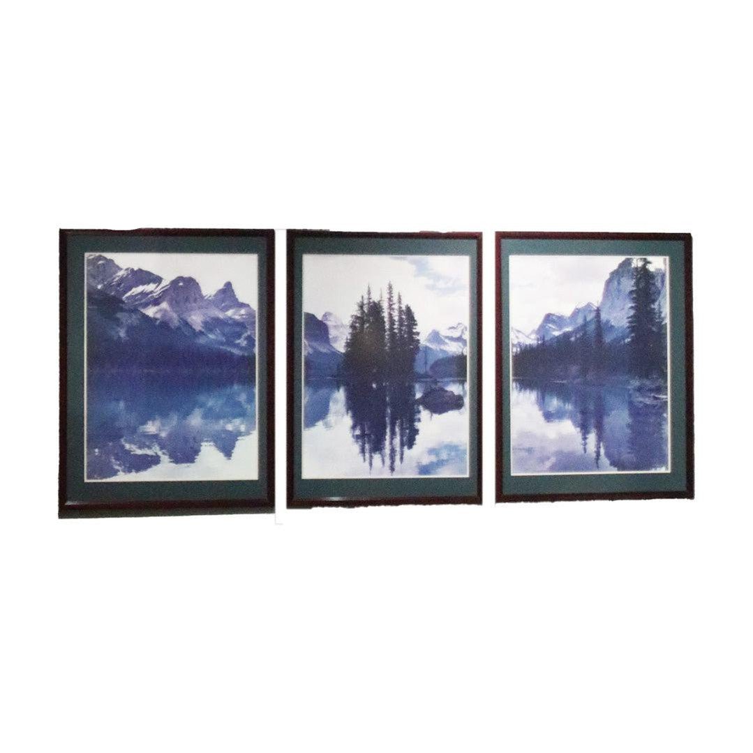 framed mountain blue art