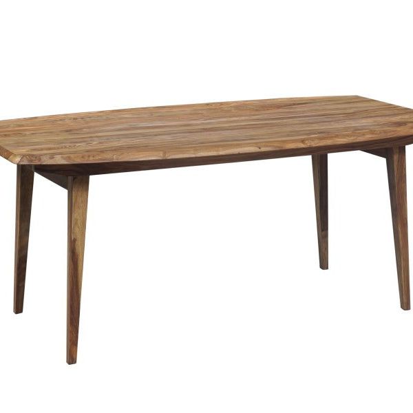 elegantly curved natural grey wood dining table