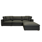 A modern gray sectional sofa with a right-facing chaise lounge, shown from a front three-quarter angle against a plain white background.