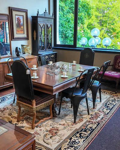 Antique Jacobean Revival Quarter-Sawn Oak Refectory Dining Table 6’ - 8’ L and 4’ W x 29.5 H