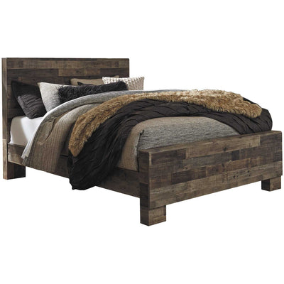 Weathered Light and Dark Grey Wooden Queen Bed 90" x 60" x 50"
