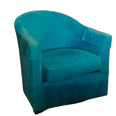 As is Turquoise Microfiber Swivel Chair 31" W x 23" D x 32" H