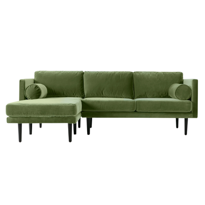 NEW Kardiel Grass Green Velvet Spectre Sectional LAF 81.1" W x 34.7" D x 31.9" H