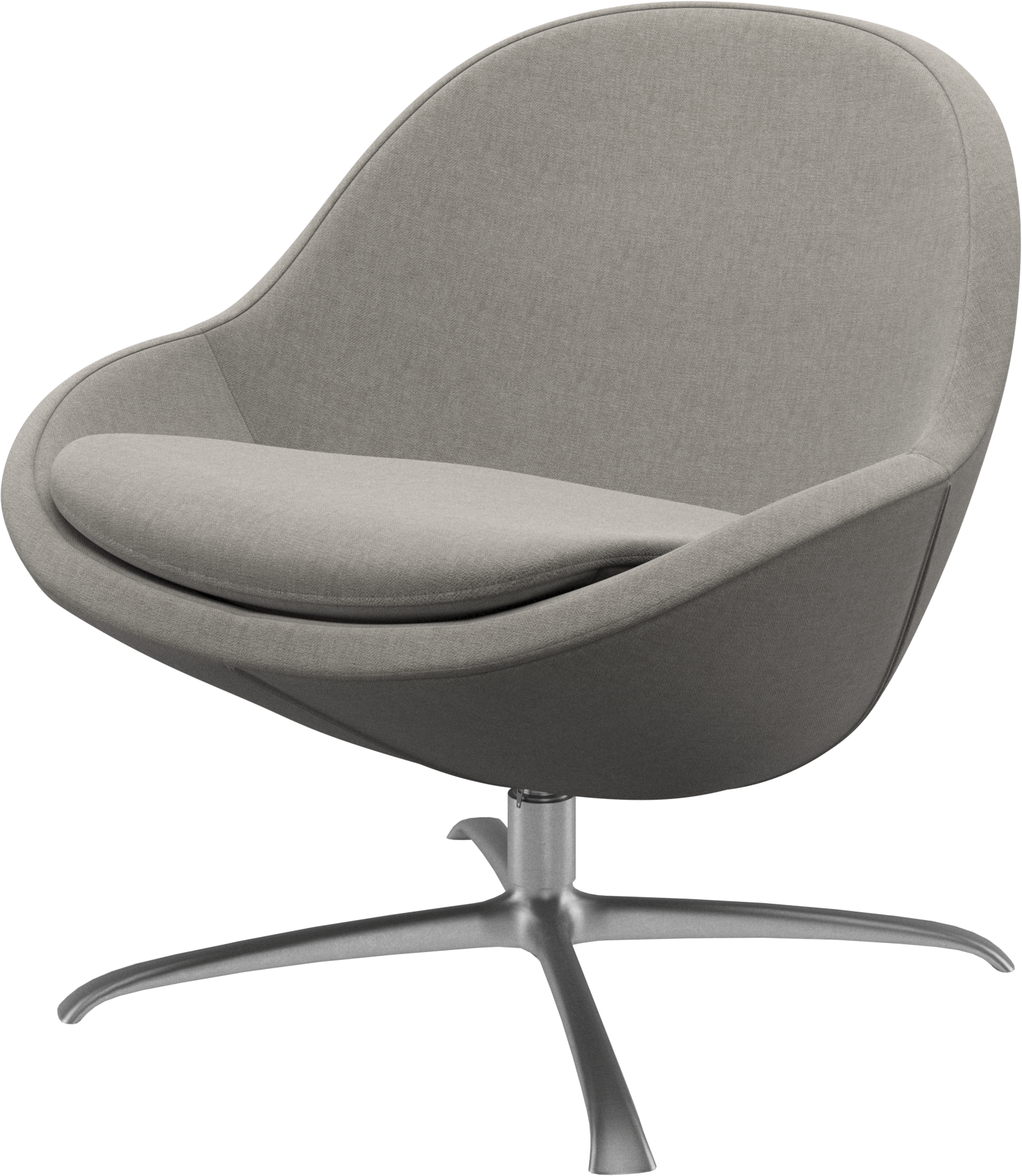 Stock photo: BoConcept Veneto swivel chair in grey fabric with brushed steel four-star base, three-quarter front view