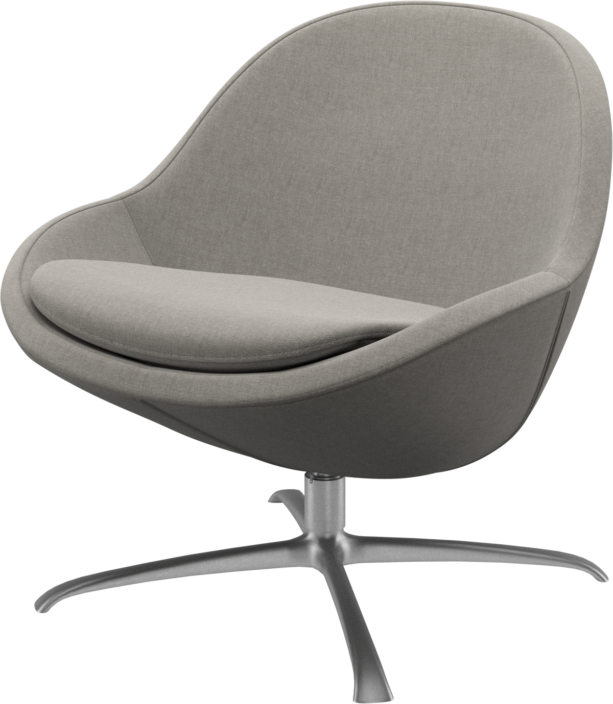 Stock photo: BoConcept Veneto swivel chair in grey fabric with brushed steel four-star base, three-quarter front view