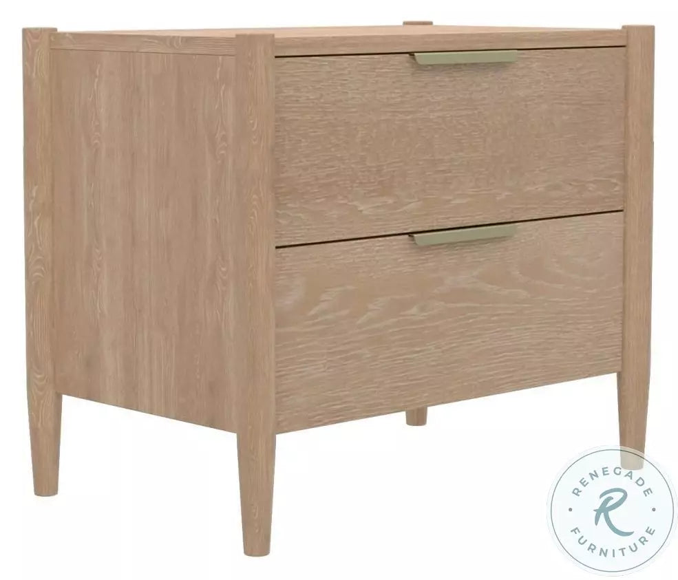 Sinclair natural 2-drawer nightstand, front