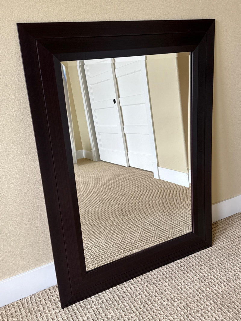 Brown Wood Frame Wall Mirror