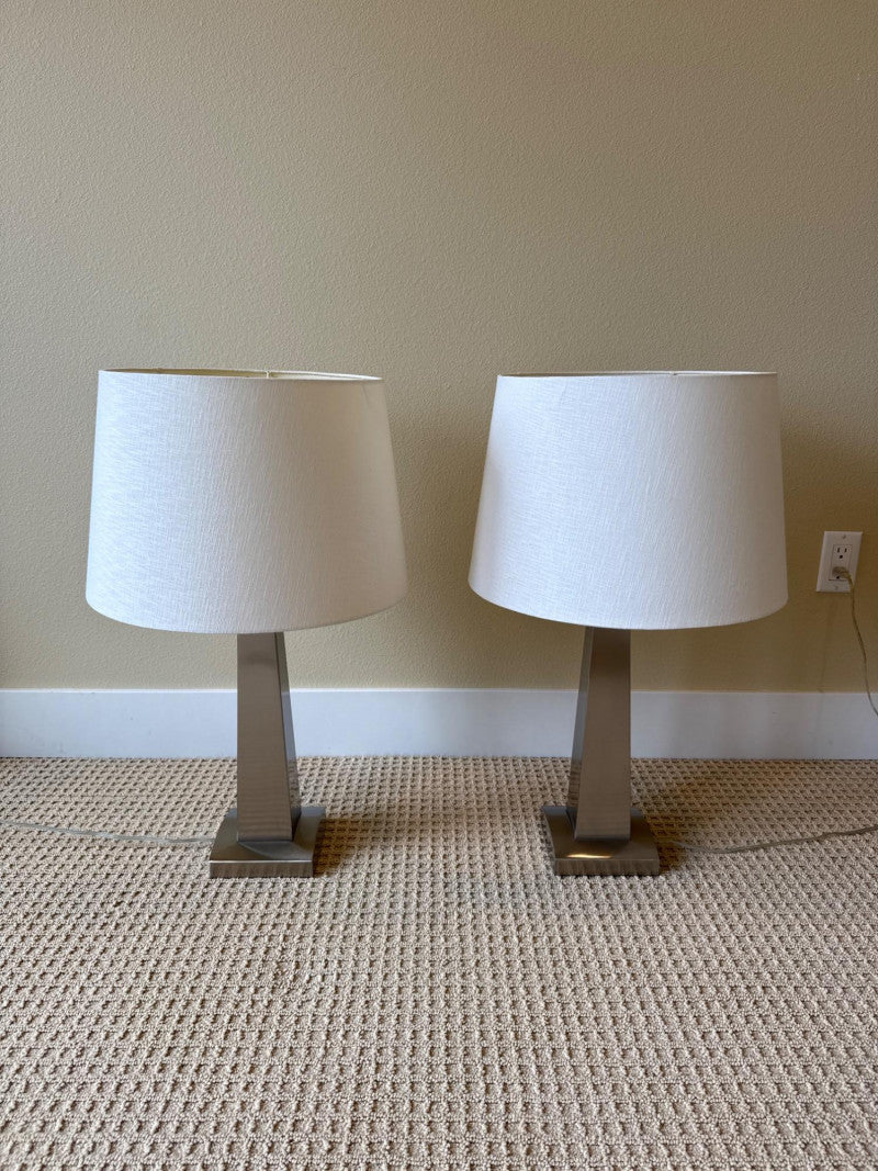 Modern Silver Table Lamps - CN Burman and Co (Pair)