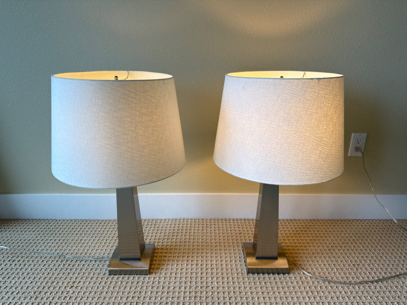 Modern Silver Table Lamps - CN Burman and Co (Pair)