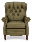Barcalounger Kendall olive leather wingback recliner, front view