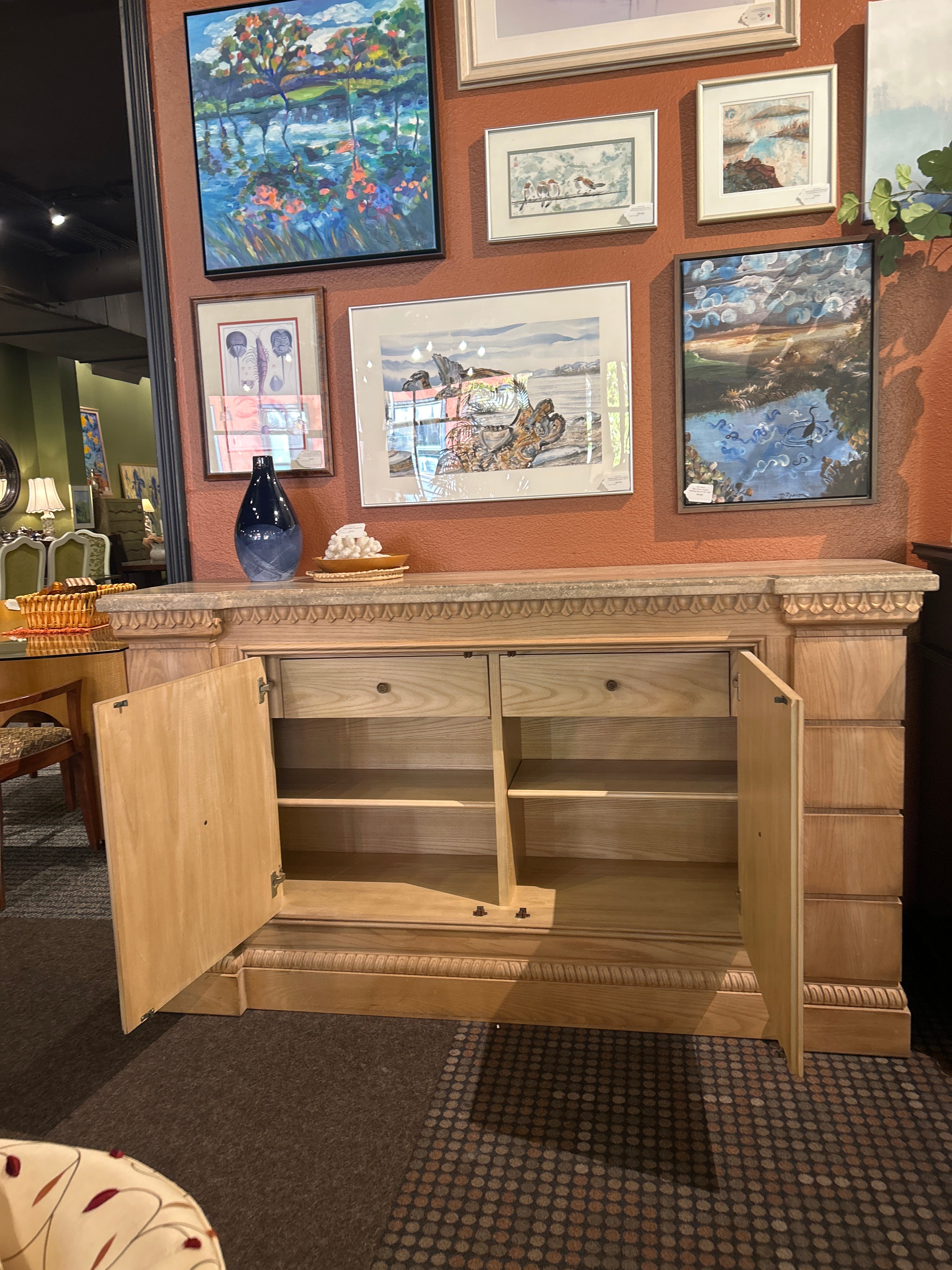 IZ35078O★Drexel Heritage ツーレイン 最高級 スツール 椅子 チェア マホガニー 腰掛け 足掛け クラシック 米国 Touraine ドレクセル Drexel Heritage Insignia Credenza w⁄ Stone Top 70\" x 40\" x 19