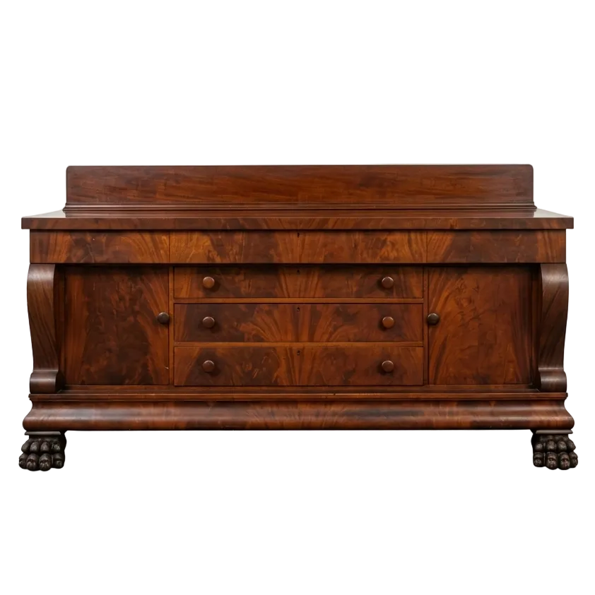 Wooden dresser with three drawers on a white background