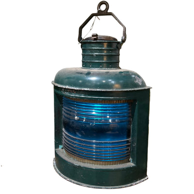 Green Antique Ship Light Burkes Marine Stanton Island  10" W x 26” Hx 11" D