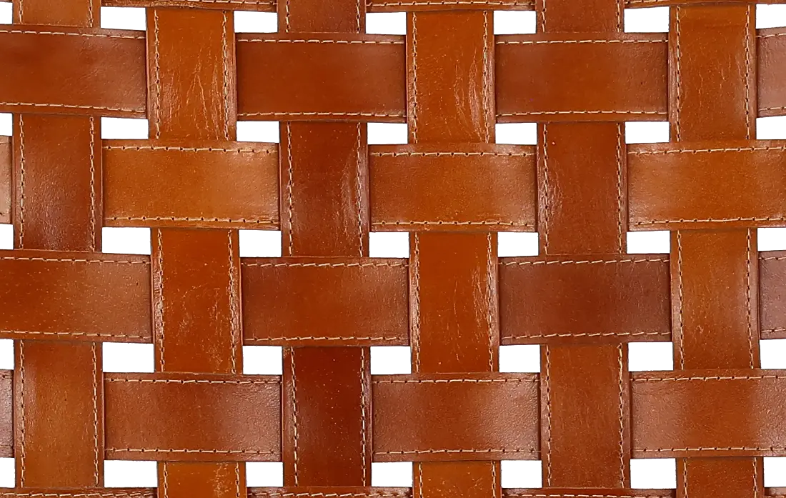 NEW Cruz Woven Top Grain Brown Leather Dining Chair 19.5"W x 19"D x 32"H