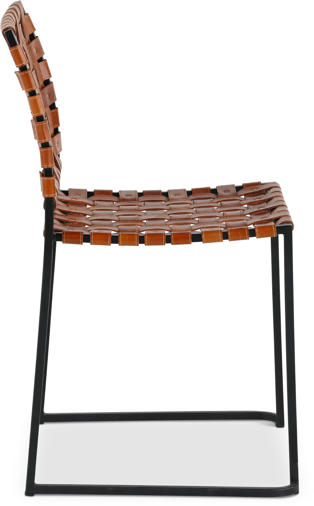 NEW Cruz Woven Top Grain Brown Leather Dining Chair 19.5"W x 19"D x 32"H