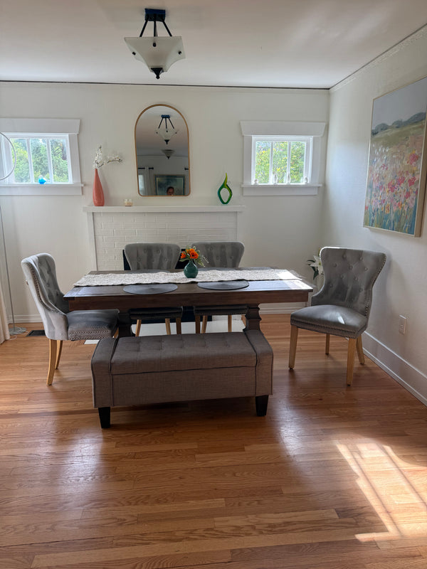 Rectangular Grey Ottoman with Storage
