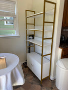 White and Gold Tall Cabinet