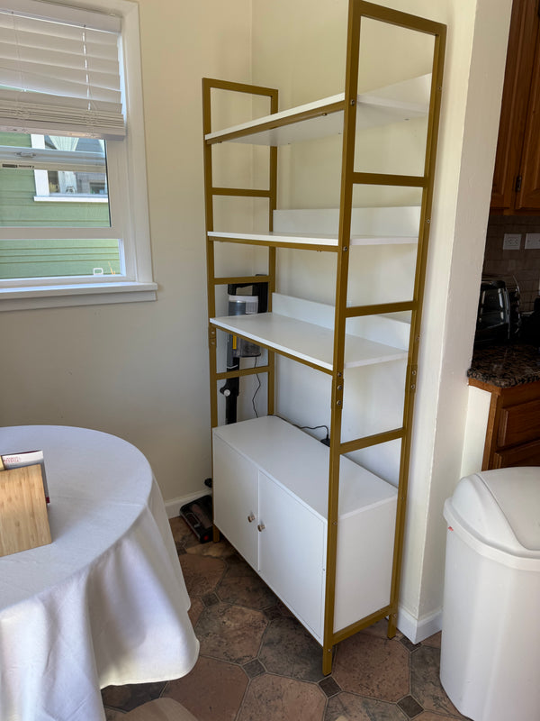 White and Gold Tall Cabinet