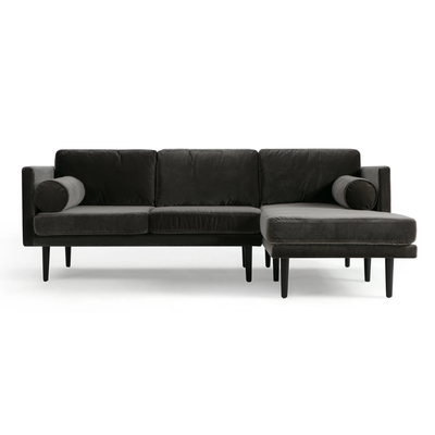 NEW Kardiel Spectre Obsidian Velvet Fabric Sofa Sectional Right 81.5" x 59.4" x 31.9"