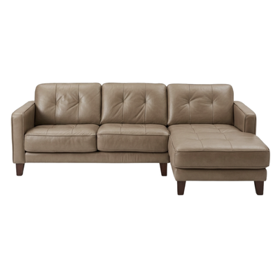Nisbee Dania Taupe Leather Sectional 84" L x 30.5" H
