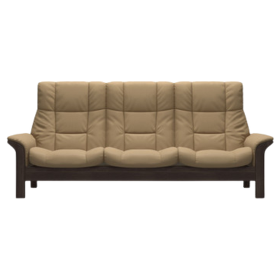 Stressless Buckingham Brown Walnut 3-Seat Sofa 92" L x 30" W