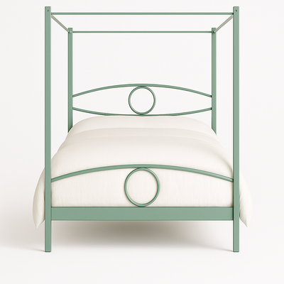 Verdigris Green) Art Deco Double Four Post Bed Frame 54"Hx75"L