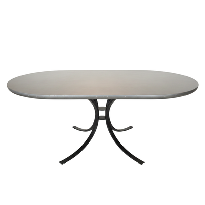 As is Silver Gray Oval Wood Dining Table 31" W x 45" D x 77 1/2" H