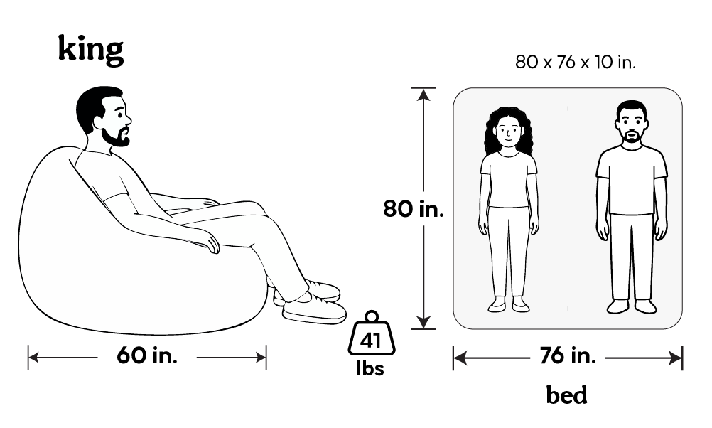 Cordaroys King bean bag dimensions