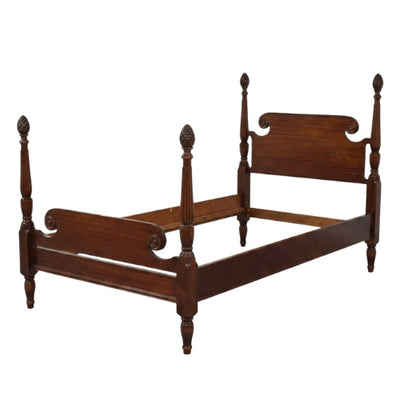 (As is) Henkel-Harris Mahogany Twin Bed w/ Carved Finials 41" W x 44" H
