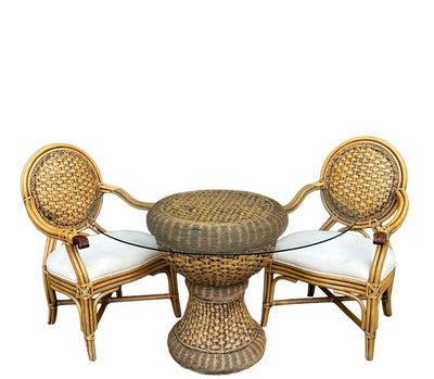 Padma's Plantation Rattan 3 pc Bistro Set 25" L x 20" W x 40" H